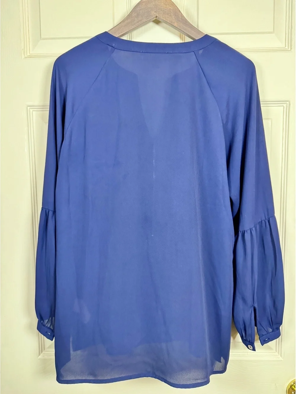 Michael Kors Navy Blue Long Sleeve Sheer Blouse with Zip Detail Size M